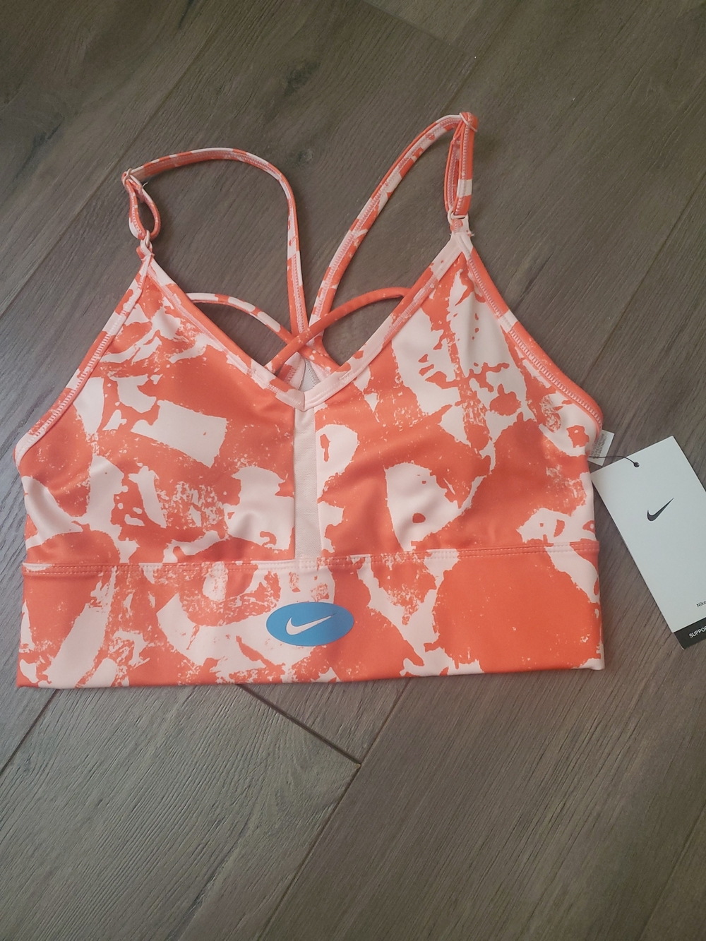 2for 30! Nike Orange & Cream Printed Strappy Sports Bra